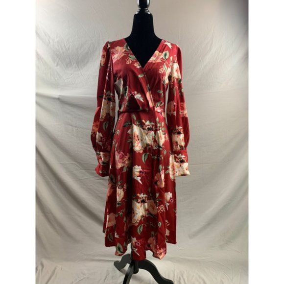 Boho Rose Floral Print Wrap Dress - Picture 7 of 8